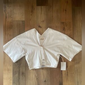 Etica women’s organic cotton white denim vest size M